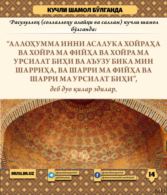 Rasululloh sollallohu alayhi vasallamning sunnatlari  (13-qism): Shamol bo‘lganda