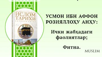 Ислом тарихи: УСМОН ИБН АФФОН РОЗИЯЛЛОҲУ АНҲУ: Ички жабҳадаги фаолиятлар; Фитна.