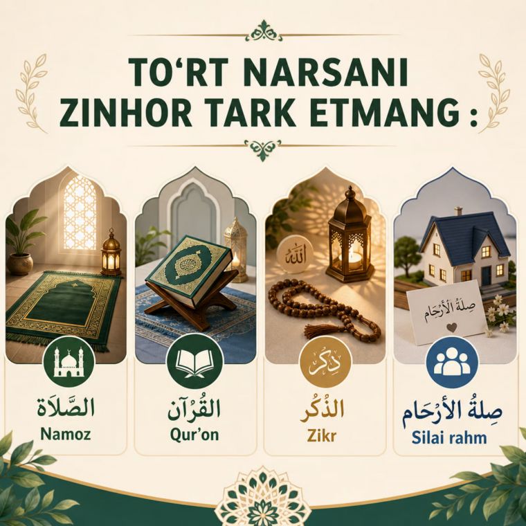 Тўрт нарсани зинҳор тарк этманг