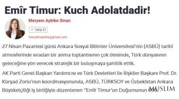 Газета «Türkiye»: Секрет всемирной славы Сахибкирана Амира Темура заключается в принципе «Сила - в справедливости»