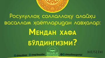 Расулуллоҳ соллаллоҳу алайҳи васаллам ҳаётларидан лавҳалар: Мендан хафа бўлдингизми? (Аудио)