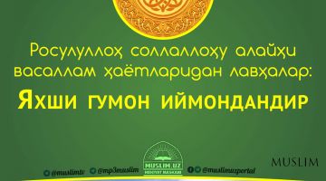 Расулуллоҳ соллаллоҳу алайҳи васаллам ҳаётларидан лавҳалар: Яхши гумон иймондандир (Аудио)