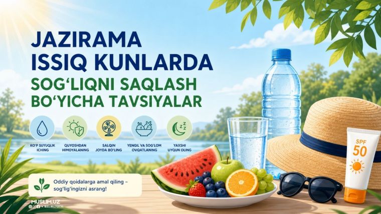 Жазирама иссиқ кунларда соғлиқни сақлаш бўйича тавсиялар