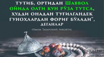 Ким Рамазон рўзасини тутиб, ортидан Шаввол ойида олти кун рўза тутса