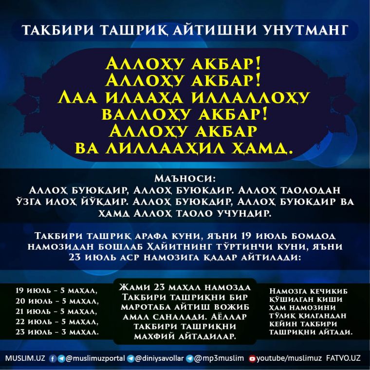 TAKBIRI TAShRIQ AYTIShNI UNUTMANG