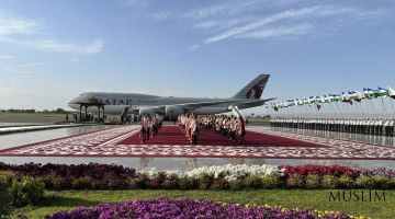 استقبال أمير دولة قطر في مدينة سمرقند