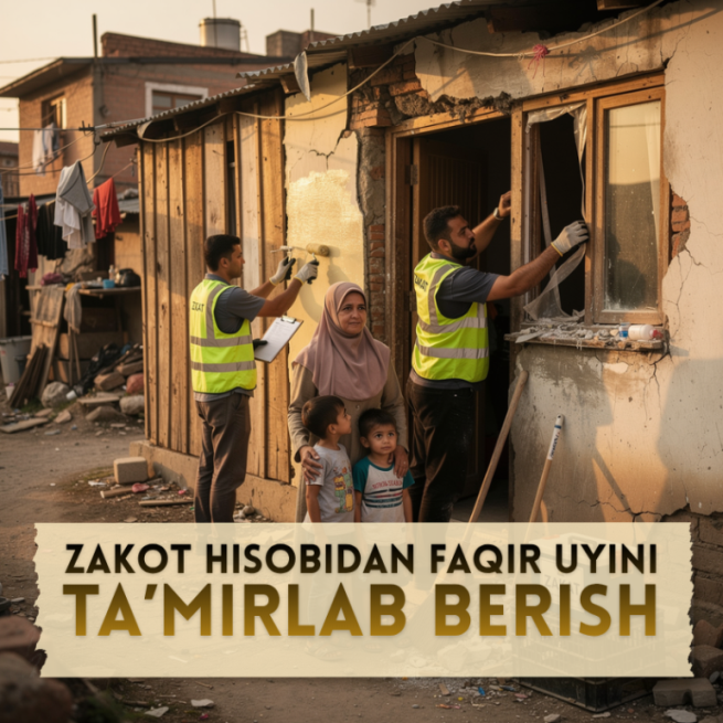 Закот ҳисобидан фақир уйини таъмирлаб бериш
