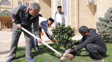 Toshkent islom instituti ustozlari ko‘chat va gullar ekib, “Yashil makon” loyihasiga hissa qo‘shdi
