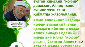 Шайх Рамазон Бутий (раҳимаҳуллоҳ): Куфрда айблаш – энг оғир гуноҳ (инфографика)
