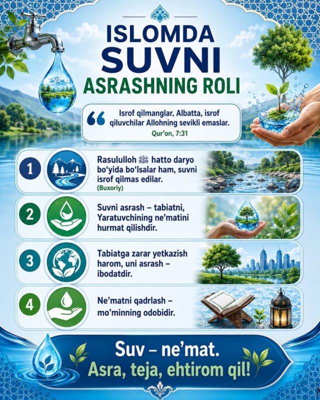 Islomda suvni asrashning ahamiyati
