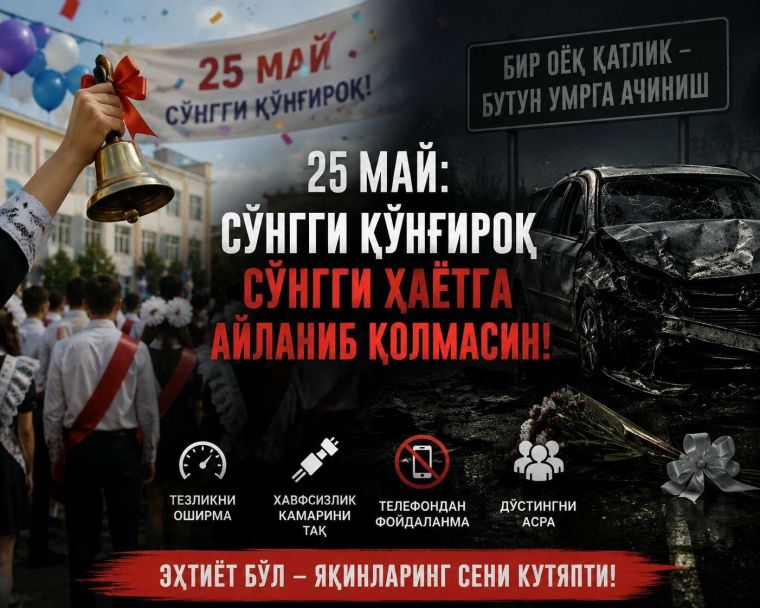25 may: So‘nggi qo‘ng‘iroq so‘nggi hayotga aylanib qolmasin!
