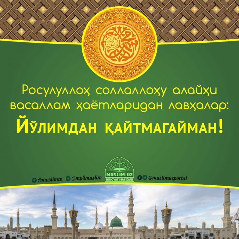 Rasululloh sollallohu alayhi vasallam hayotlaridan lavhalar: Yo'limdan qaytmagayman (Audio)