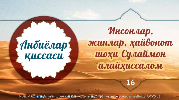 Инсонлар, жинлар, ҳайвонот шоҳи Сулаймон алайҳиссалом (аудио)