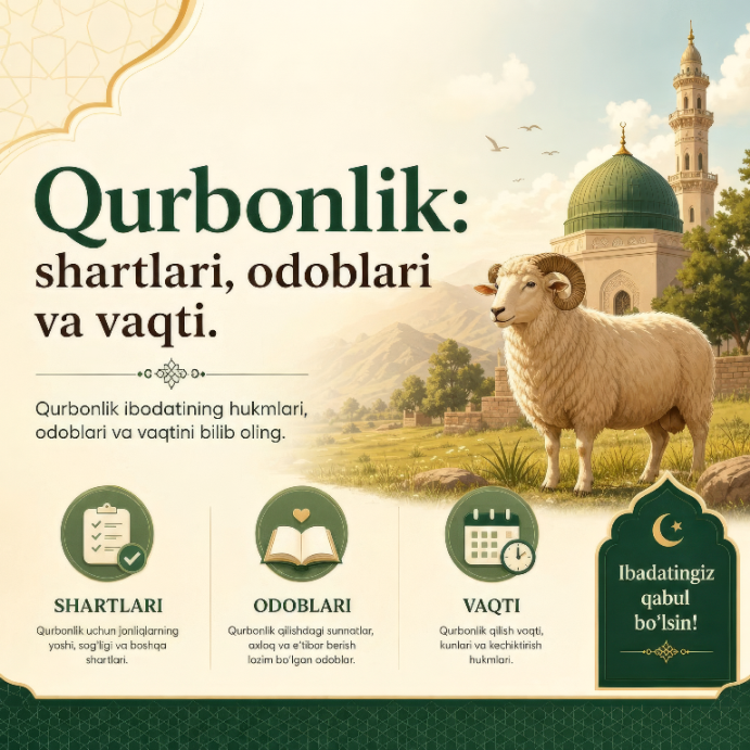 Qurbonlik: shartlari, odoblari va vaqti